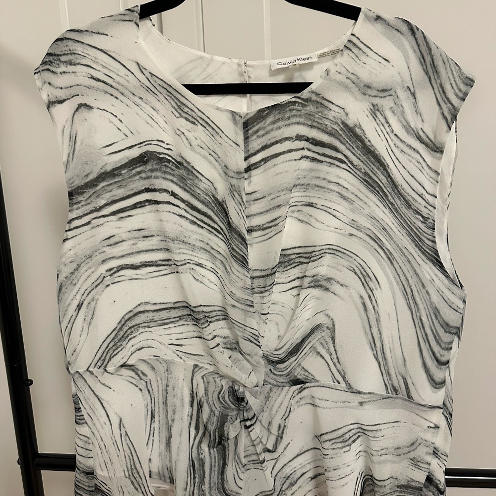 Calvin Klein Blouse - sleeveless, black/grey/white